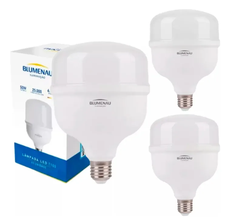 3x Lâmpada Led Bulbo 50w Alta Potência 6500k Luz Branca Fria