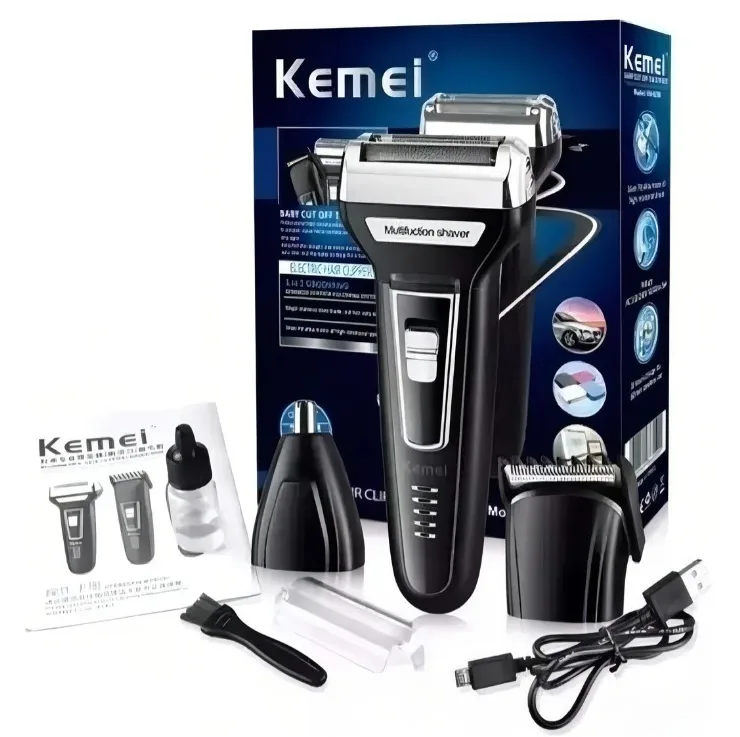 Barbeador E Cortador De Cabelo 3 Em 1 Kemei Km-6558