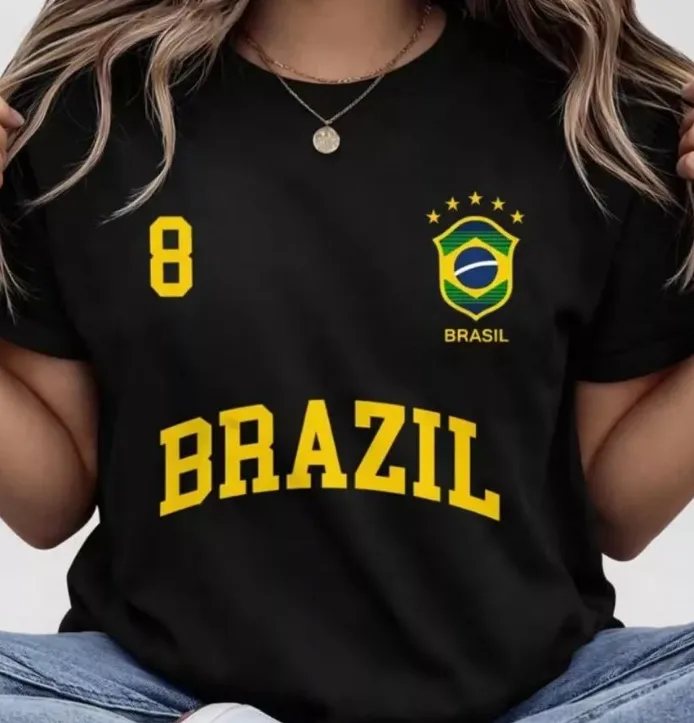 Blusa Feminina Brasil T-shirt Verão Algodão