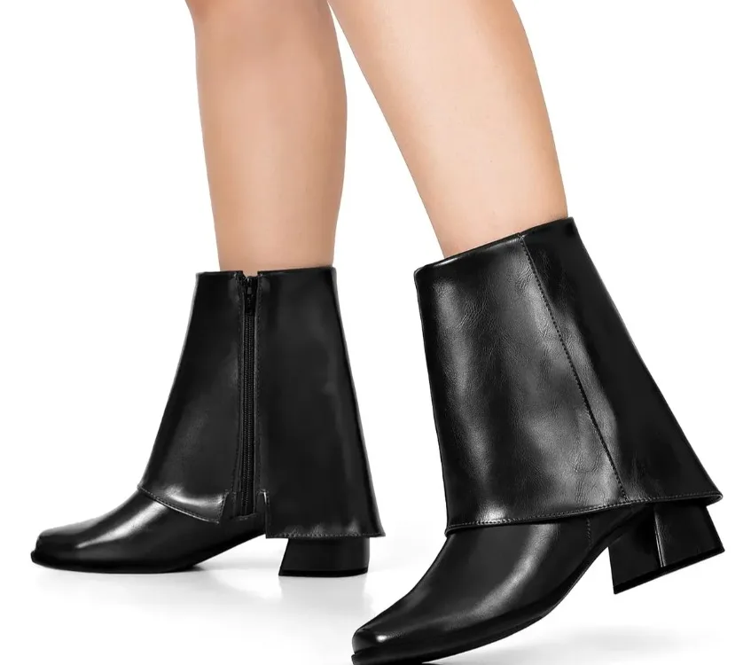 Bota Feminina Lumiss Capa Cano Baixo Salto Grosso