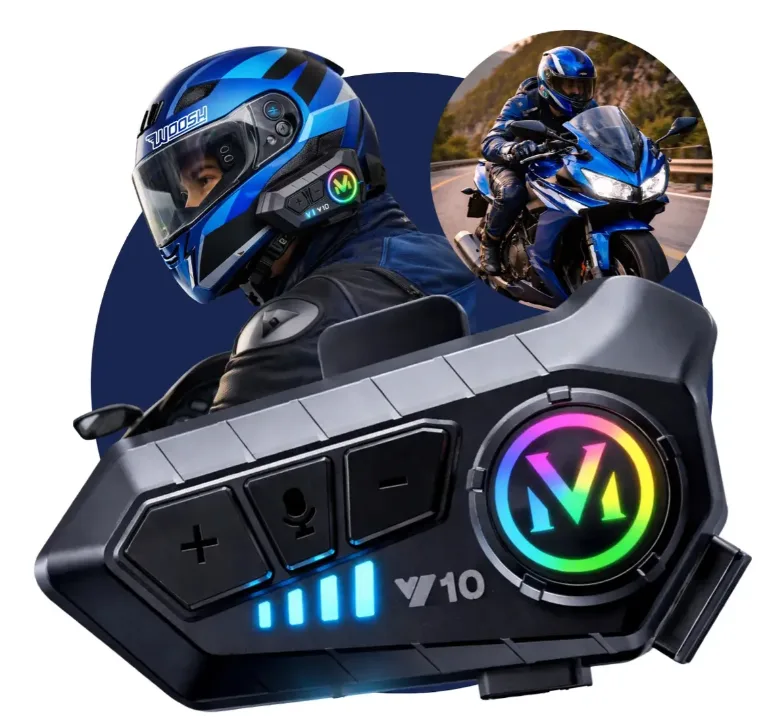 Fone De Ouvido Para Capacete Intercomunicador Bluetooth Headset Rgb Sem Fio Música GPS Chamadas Handsfree Alta Potência Woosh