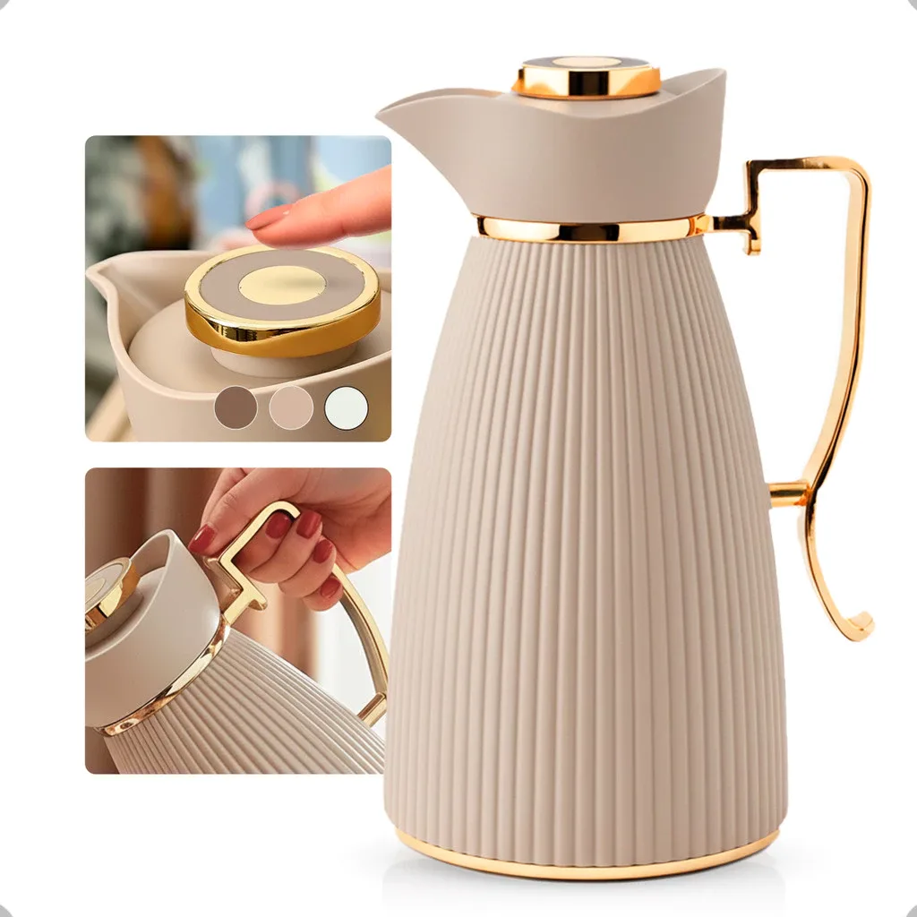 Garrafa Térmica Zaya Tuut 1L Canelada Design Sofisticado, Mantém Bebidas Quentes E Frias, Ideal Para Café E Chá
