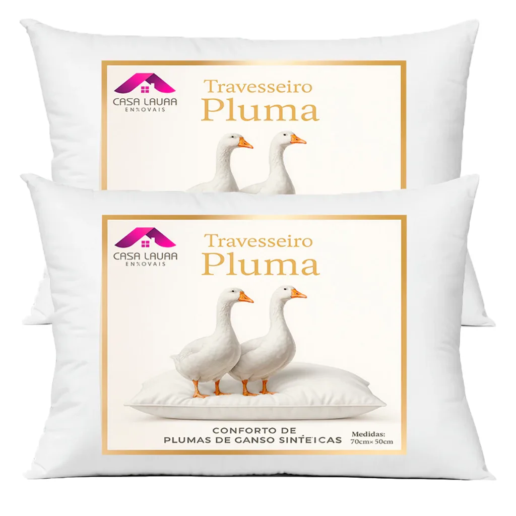 Kit 2 Travesseiros Pluma de Ganso Sintético (Toque Macio)