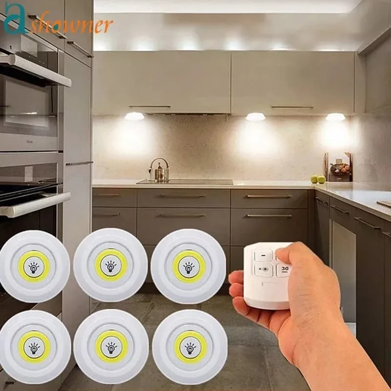 Kit 3 Luminárias LED Adesivas Sem Fio (Com Controle Remoto a Pilha)