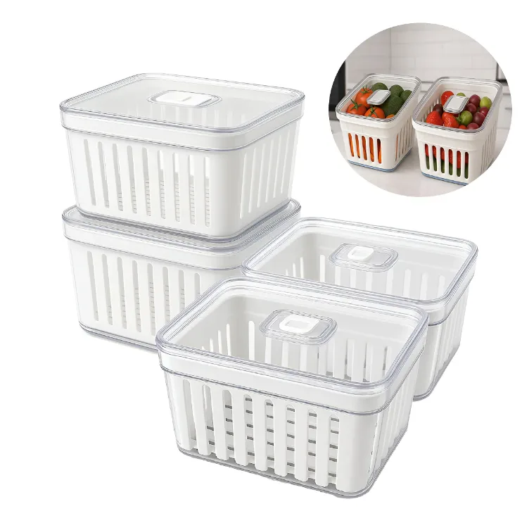 Kit 4 Potes Acrílico 3,8l Organizador Geladeira Rebirth