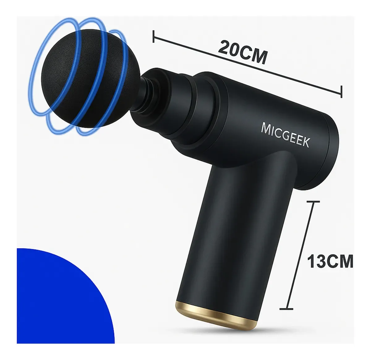 Massageador Pistola Elétrica Profissional Muscular Portátil Aparelho Fisioterapia Corporal, 6 Velocidades 4 Cabeças De Massagem - Micgeek