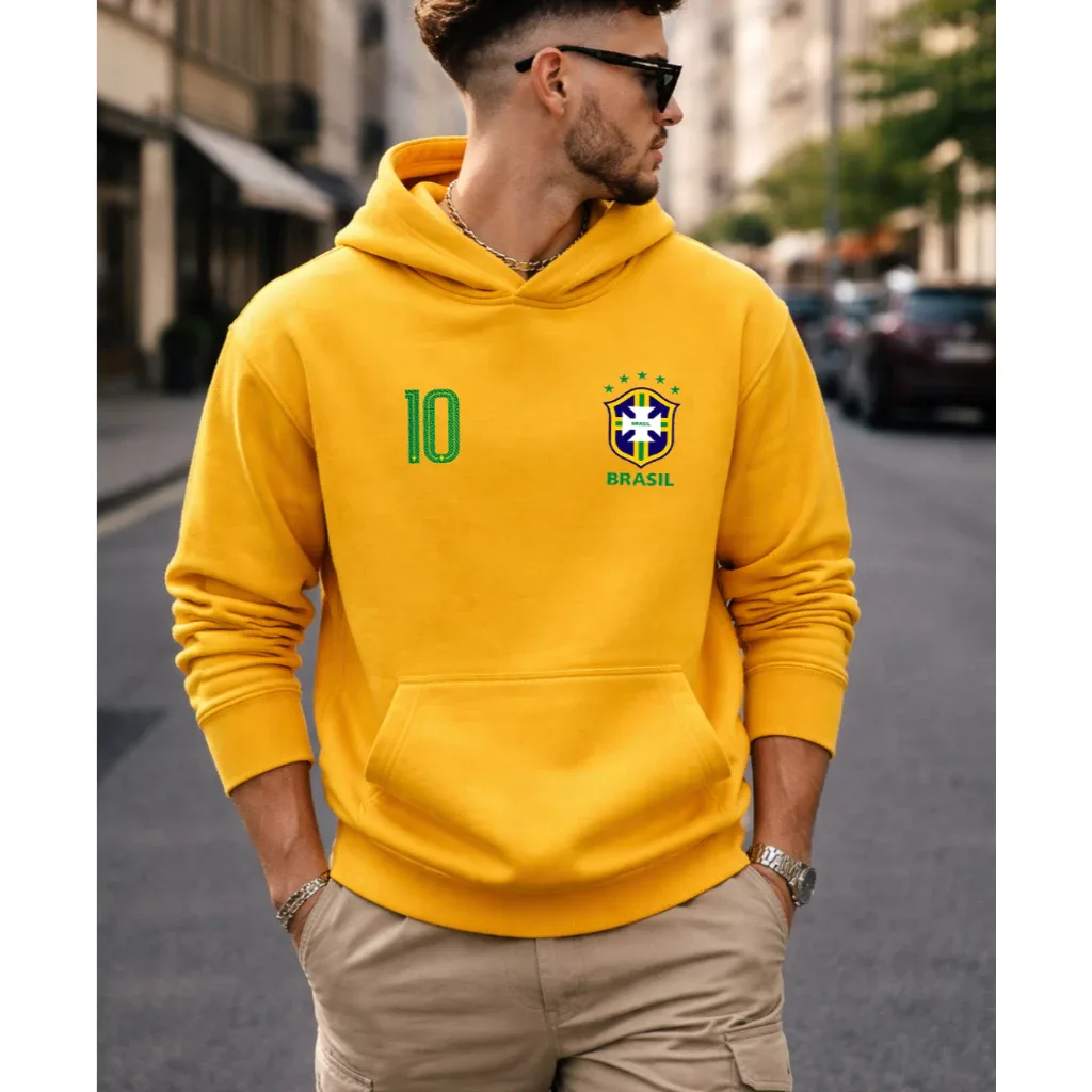 Moletom Canguru Masculino Estampa Brasil Copa 2026 Hexa Campeao Agasalho Para Curtir A Copa Inverno