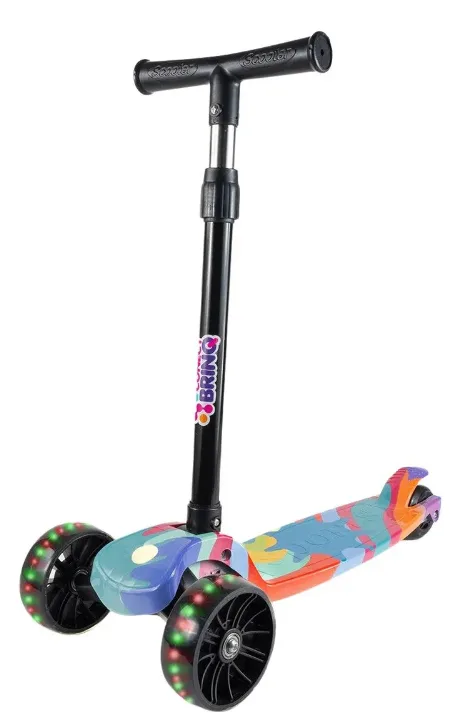 Patinete Infantil 3 Rodas Dobrável Com Led Conect Brinq BV0011 Brinquedo para Crianças Estável, Seguro E Divertido Colorido