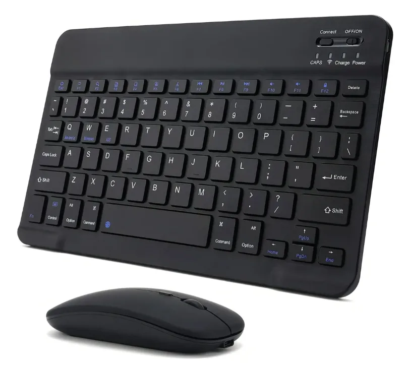 Teclado Mouse Bluetooth Sem Fio Para Samsung S9 Fe Plus Preto