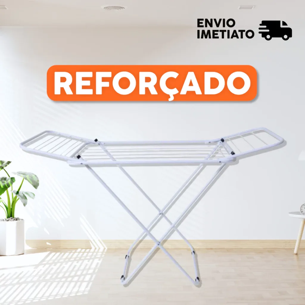 Varal Dobrável de Chão com Abas | Super Leve, Resistente e Não Enferruja | Pintura Eletrostática