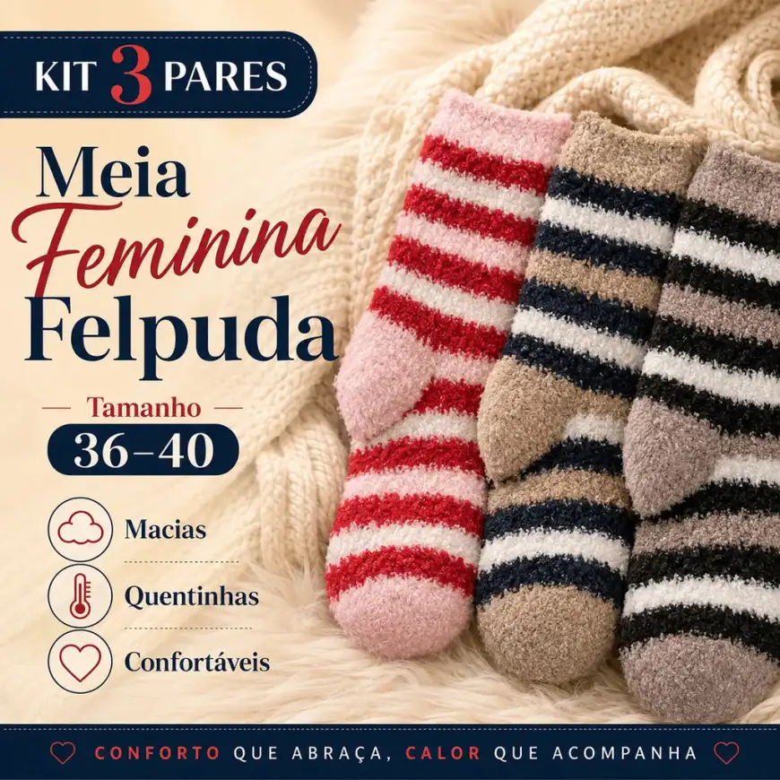 Kit 4 Pares Meia Cano Longo Felpuda Adulto P/ Frio E Inverno | Shopee Brasil